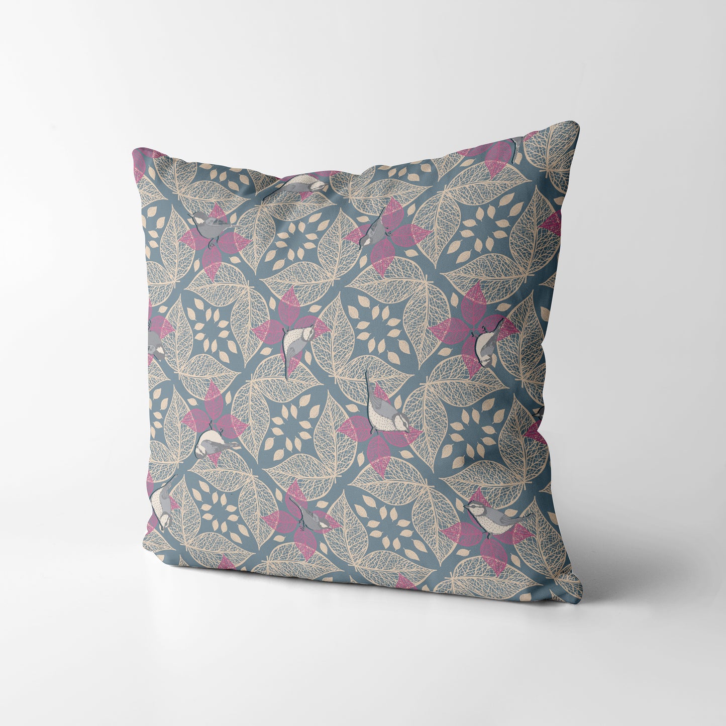 Bird and Leaf Geometric - Square Cushion
