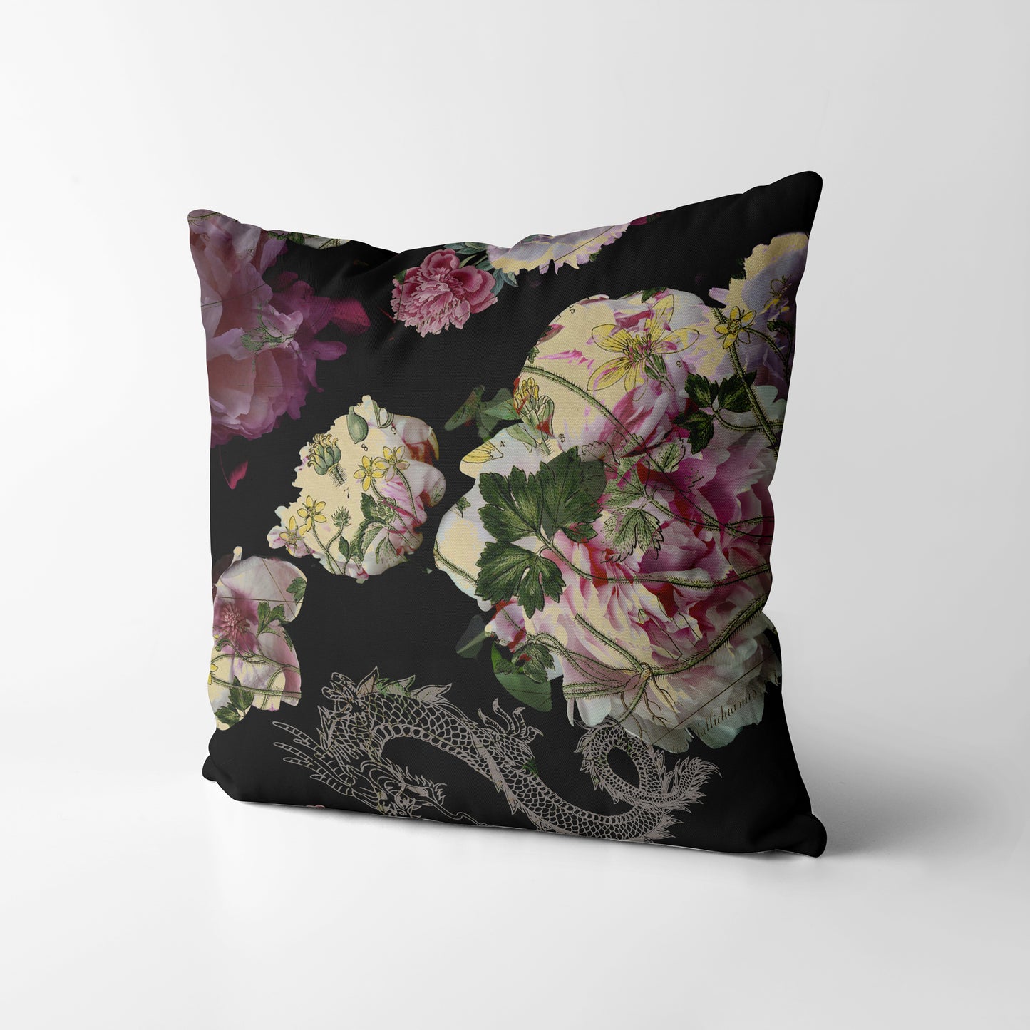 Peony Rose Dragon - Square Cushion