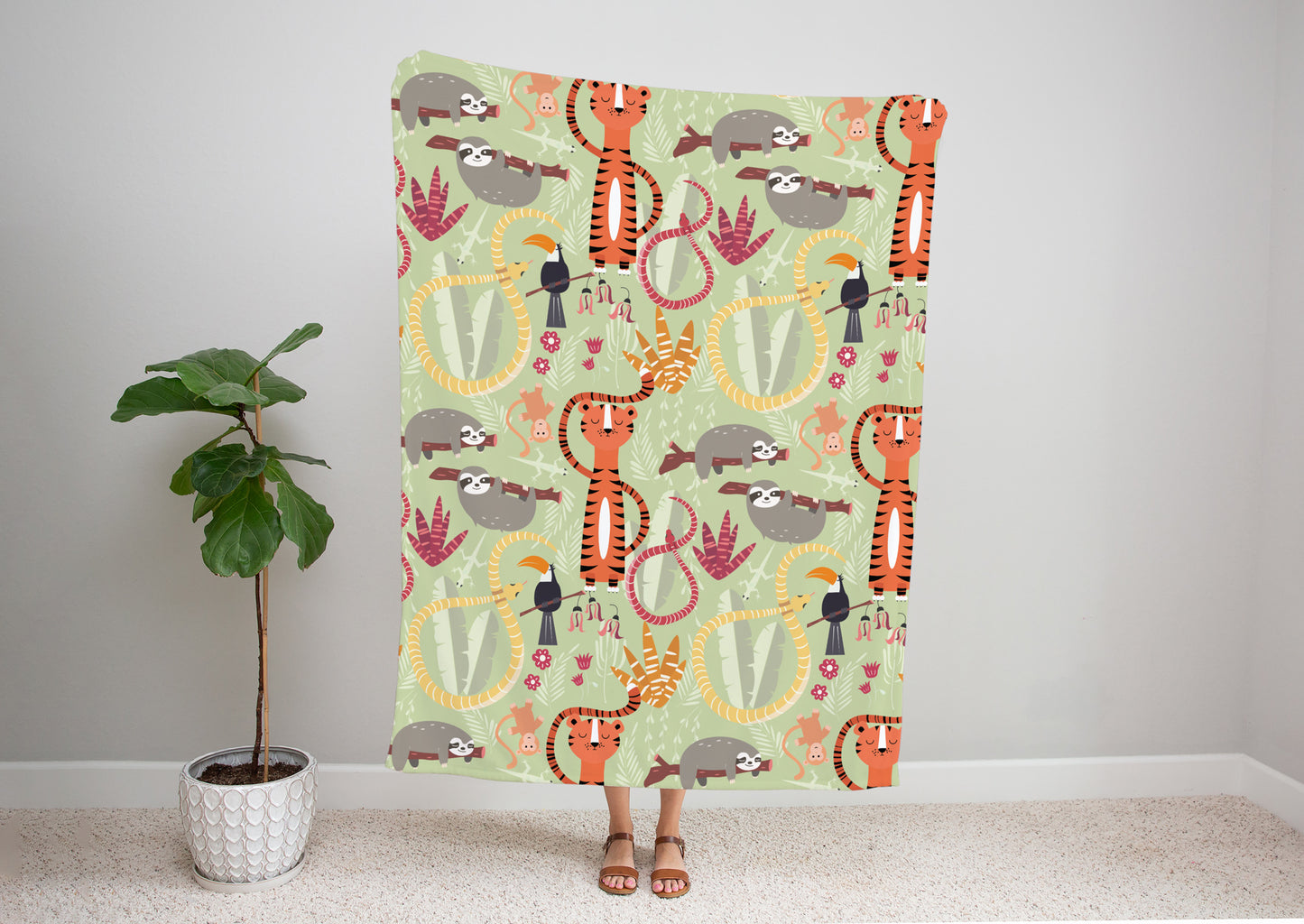 Rainforest Animals Bed Blanket Kids