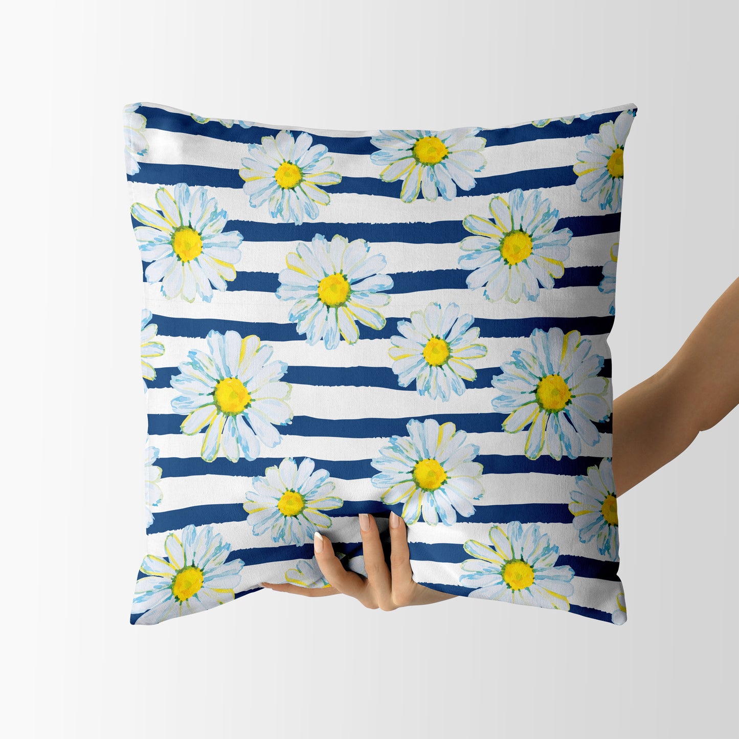 Daisies on the stripes Square Cushion