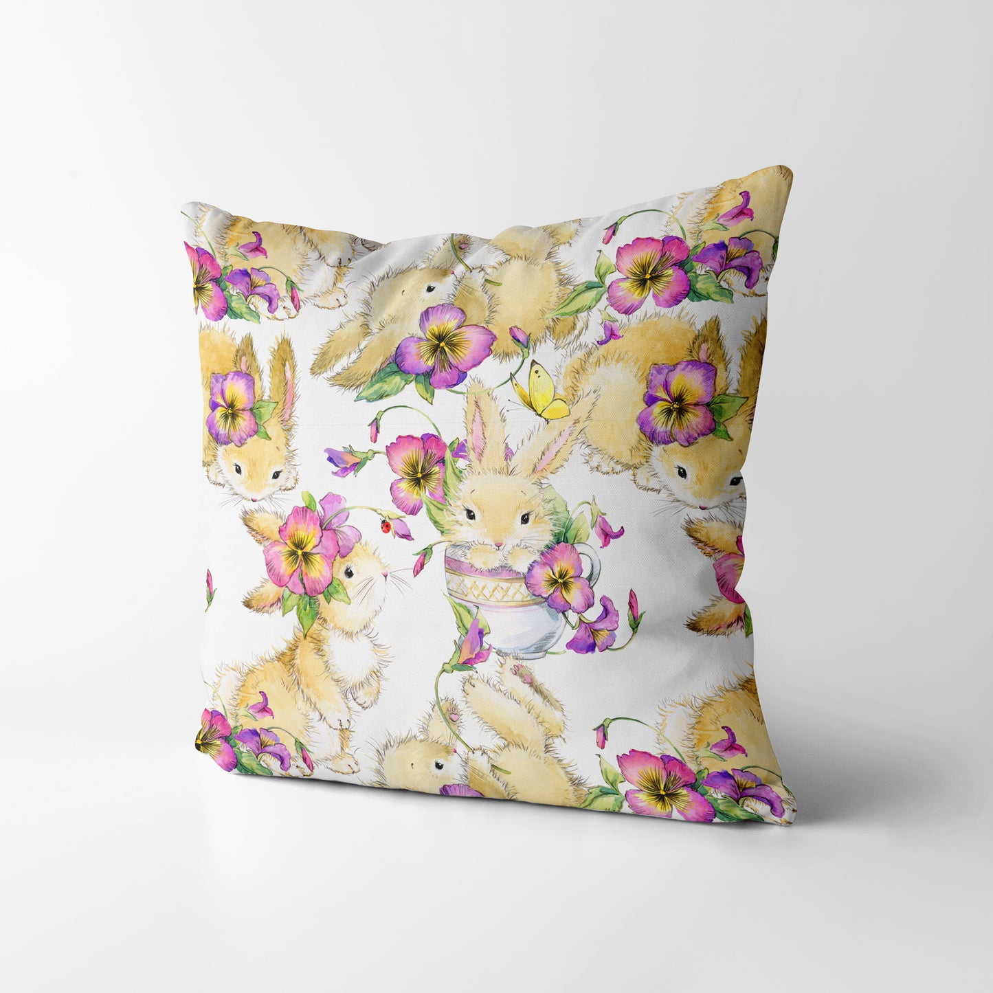 Cartoon Bunny Kids Square Cushion