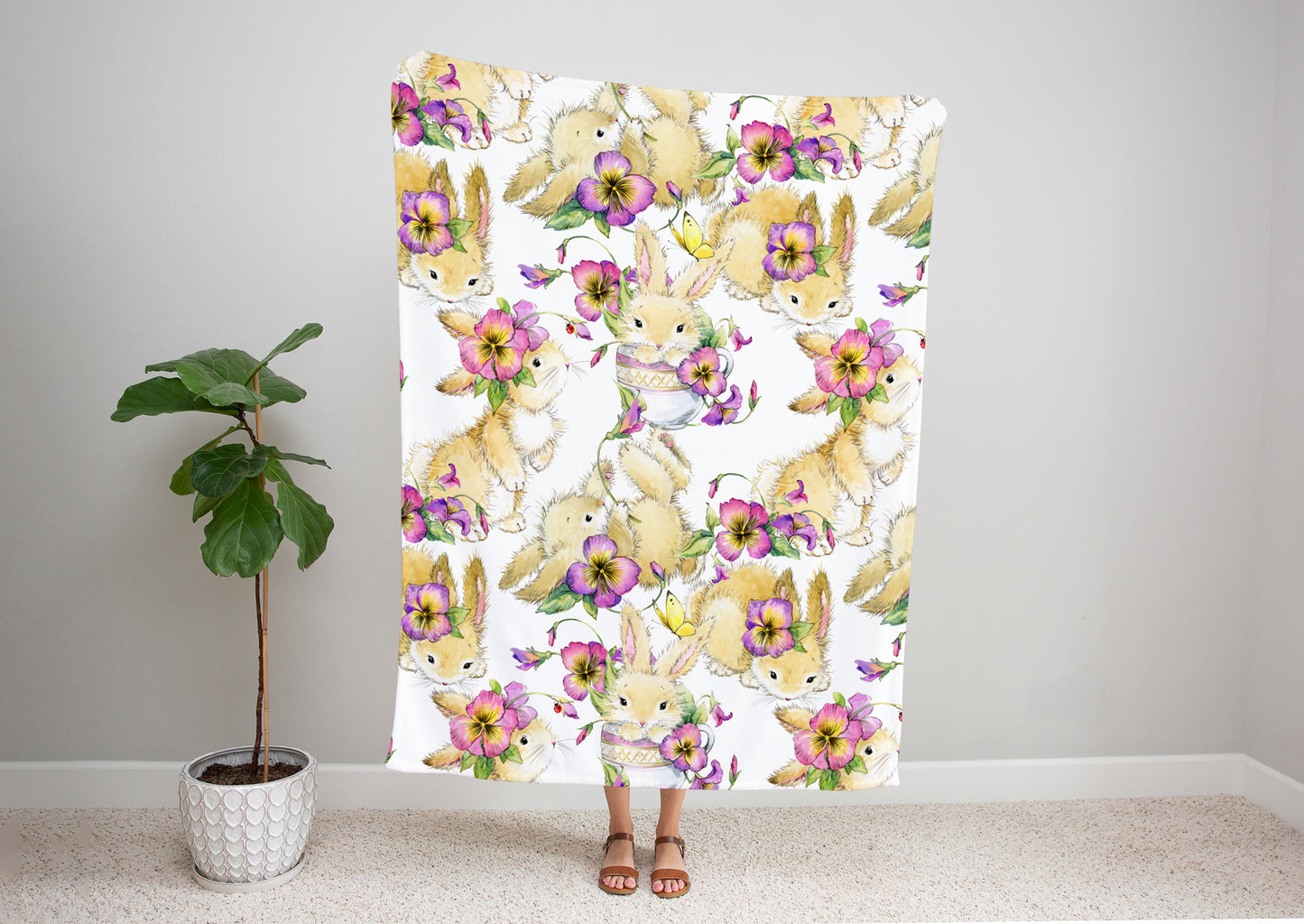 Cartoon Bunny Bed Blanket Kids