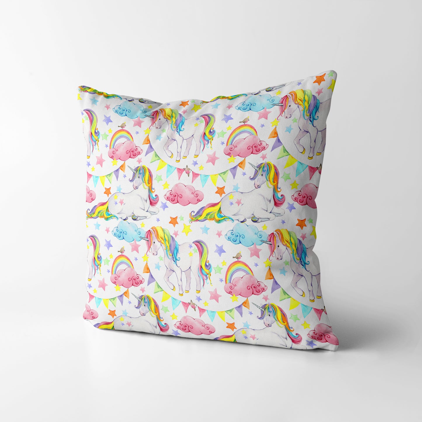 Unicorn White Kids Square Cushion