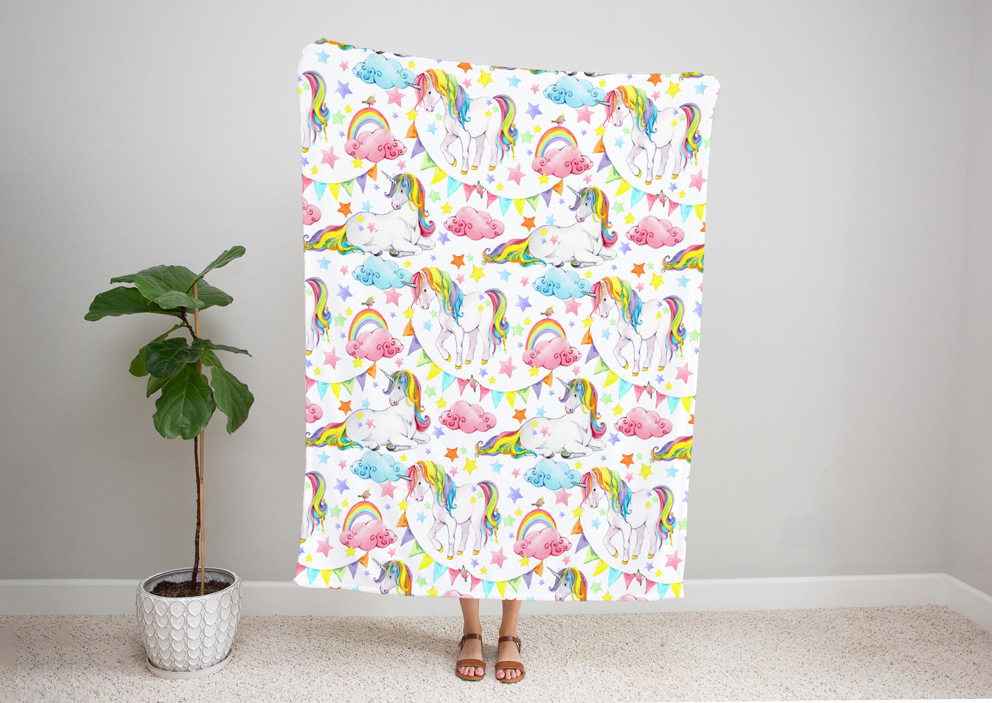 Unicorn White Bed Blanket Kids