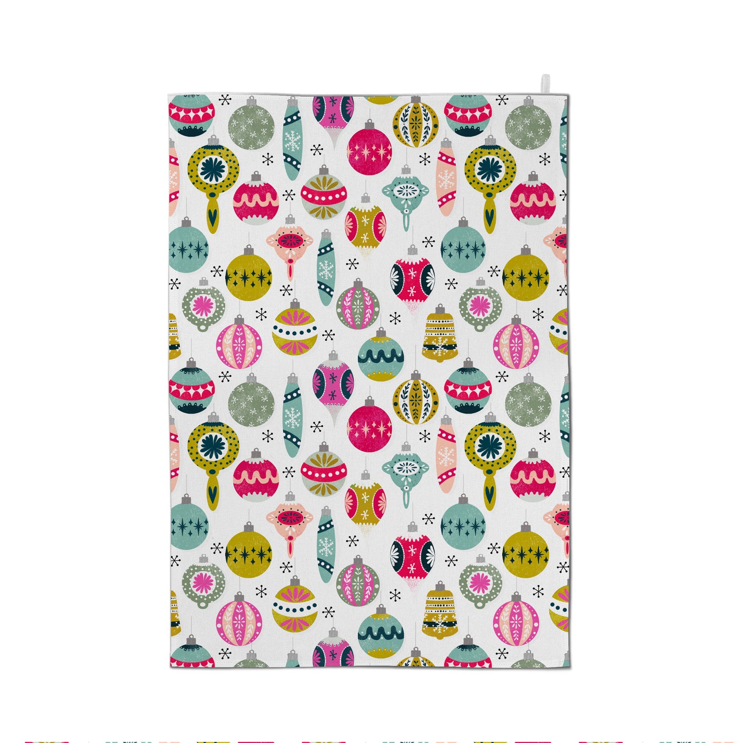 Vintage Christmas Ornaments Tea Towel