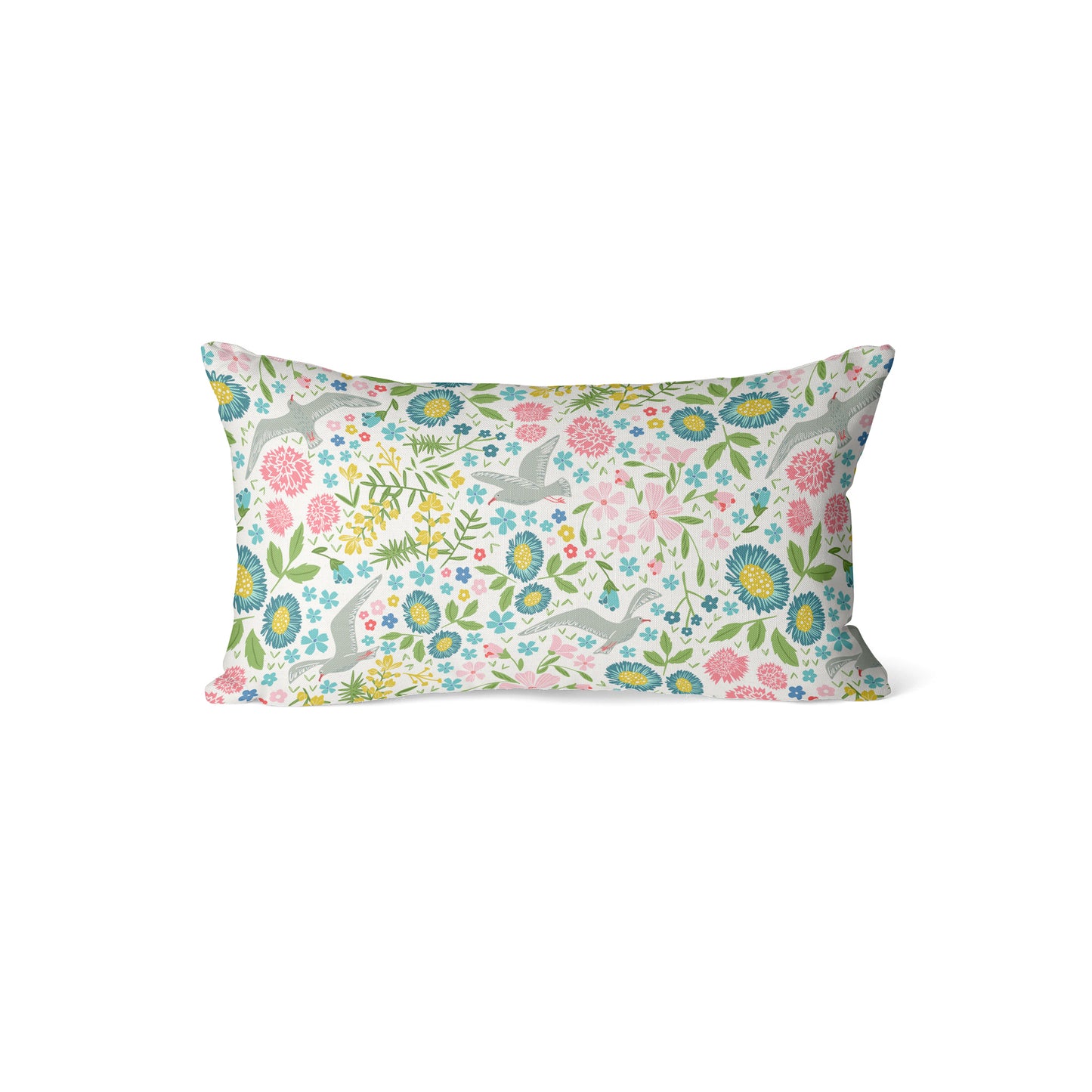 Contemporary Birds Seagull Floral - Rectangle Cushion