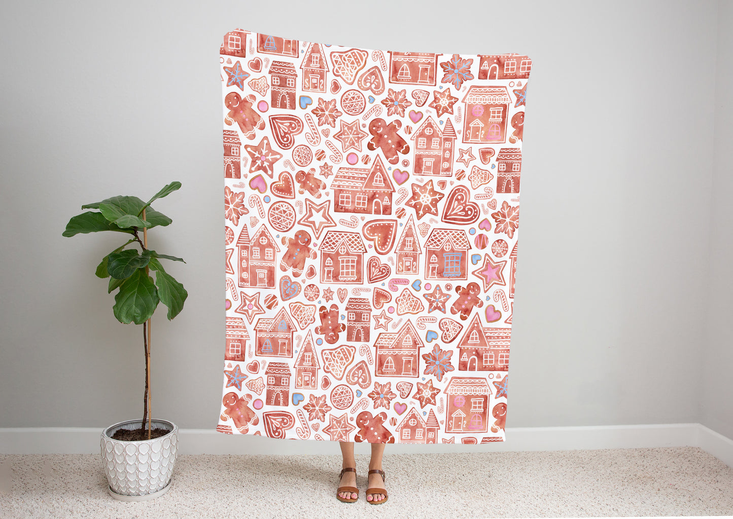 Gingerbread Christmas Cookies Bed Blanket