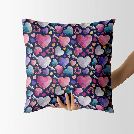 Geometric Valentines hearts - Square Cushion