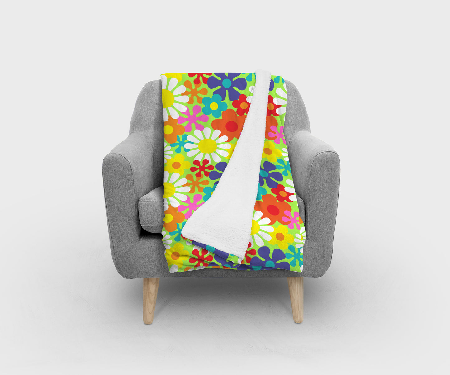 Retro Hippie Flowers Floral Pattern Blanket