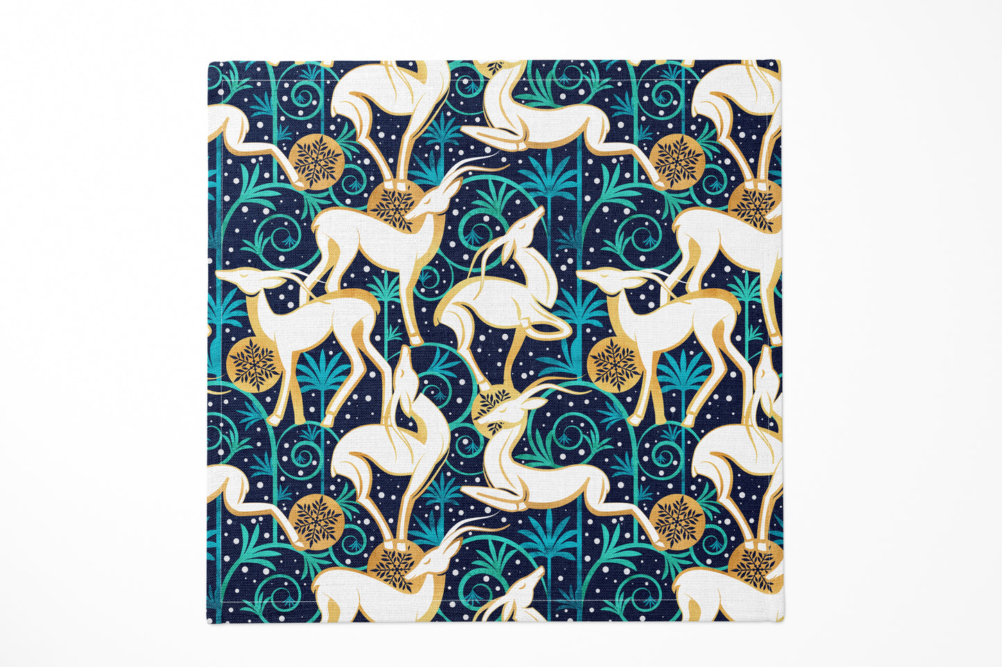 Deco Gazelles Garden Christmas Navy/Green Cocktail Napkin