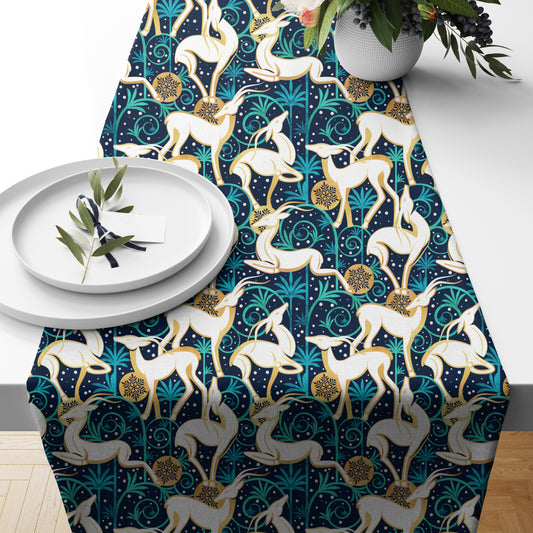Deco Gazelles Garden Christmas Navy Table Runner