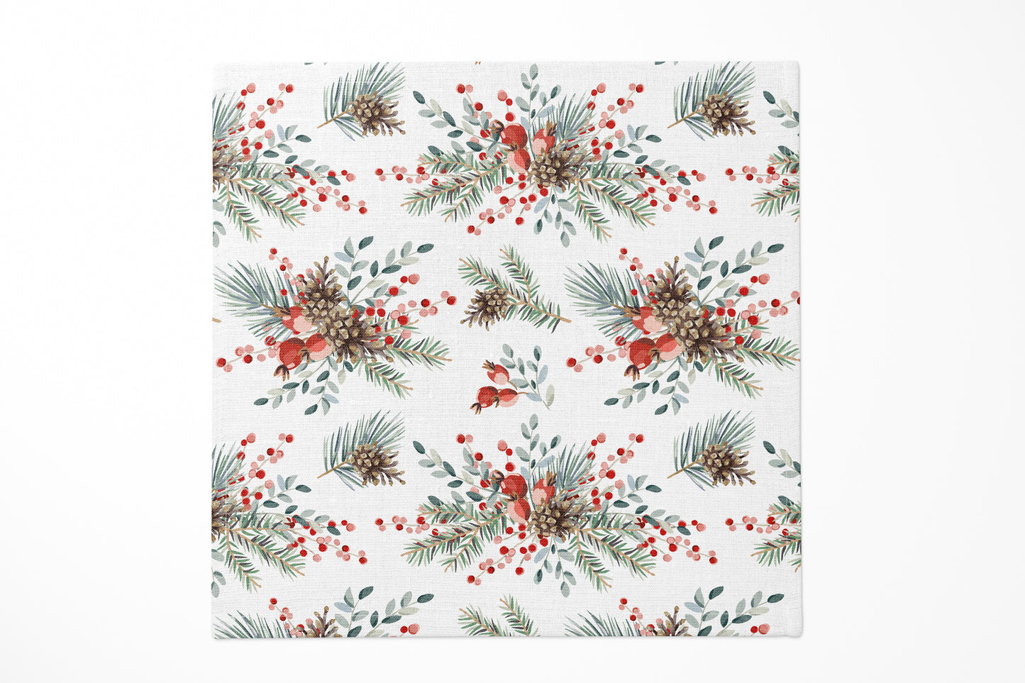 Winter Bouquets with Cones and Red Berries Dinner Napkin