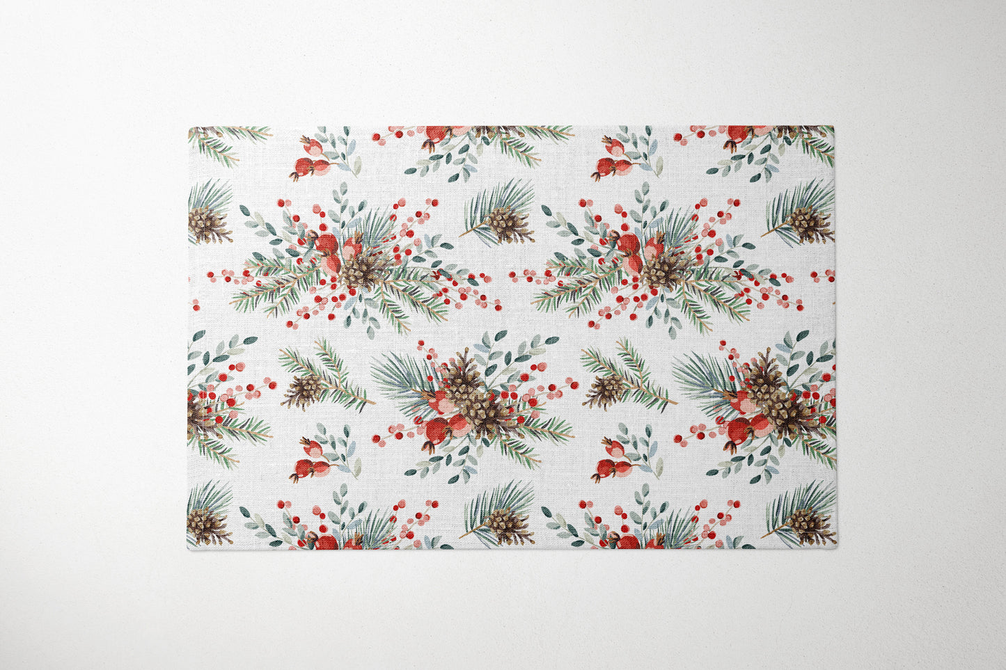 Winter Bouquets with Cones and Red Berries Placemat