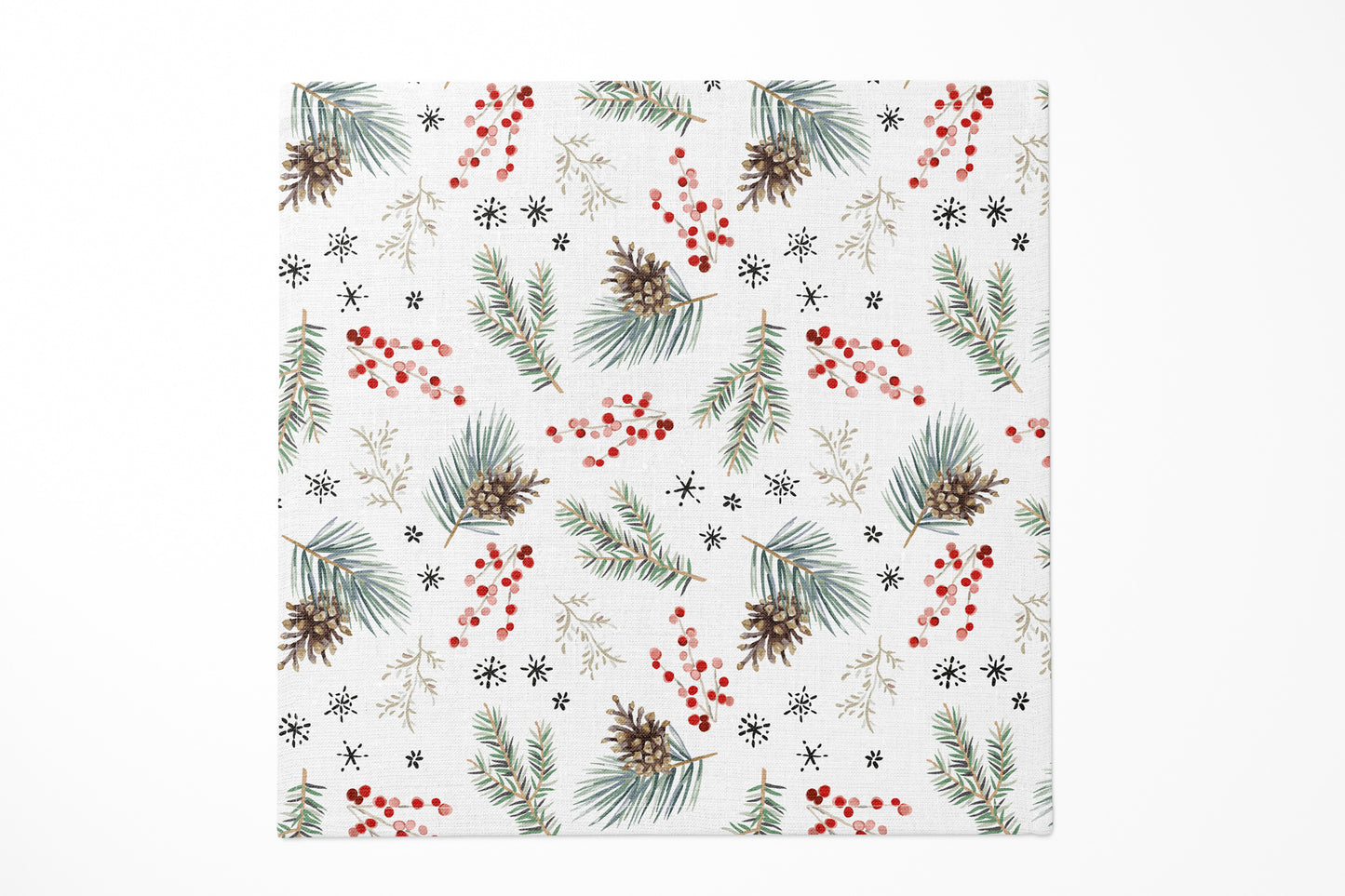 Winter Pine and Red Berries Dinner Napkin