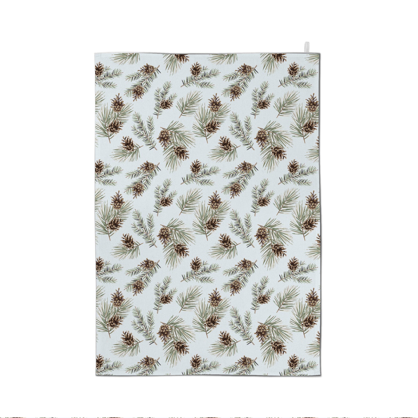 Winter Pine and Fir Twigs with Cones Tea Towel