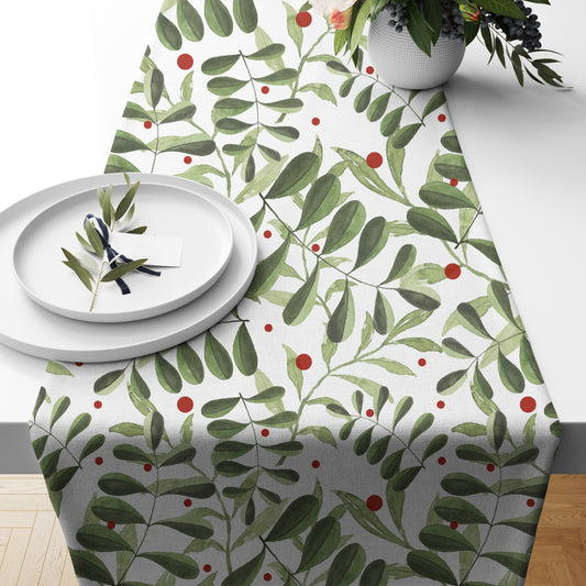 Holly Berry Eucalyptus Christmas Table Runner
