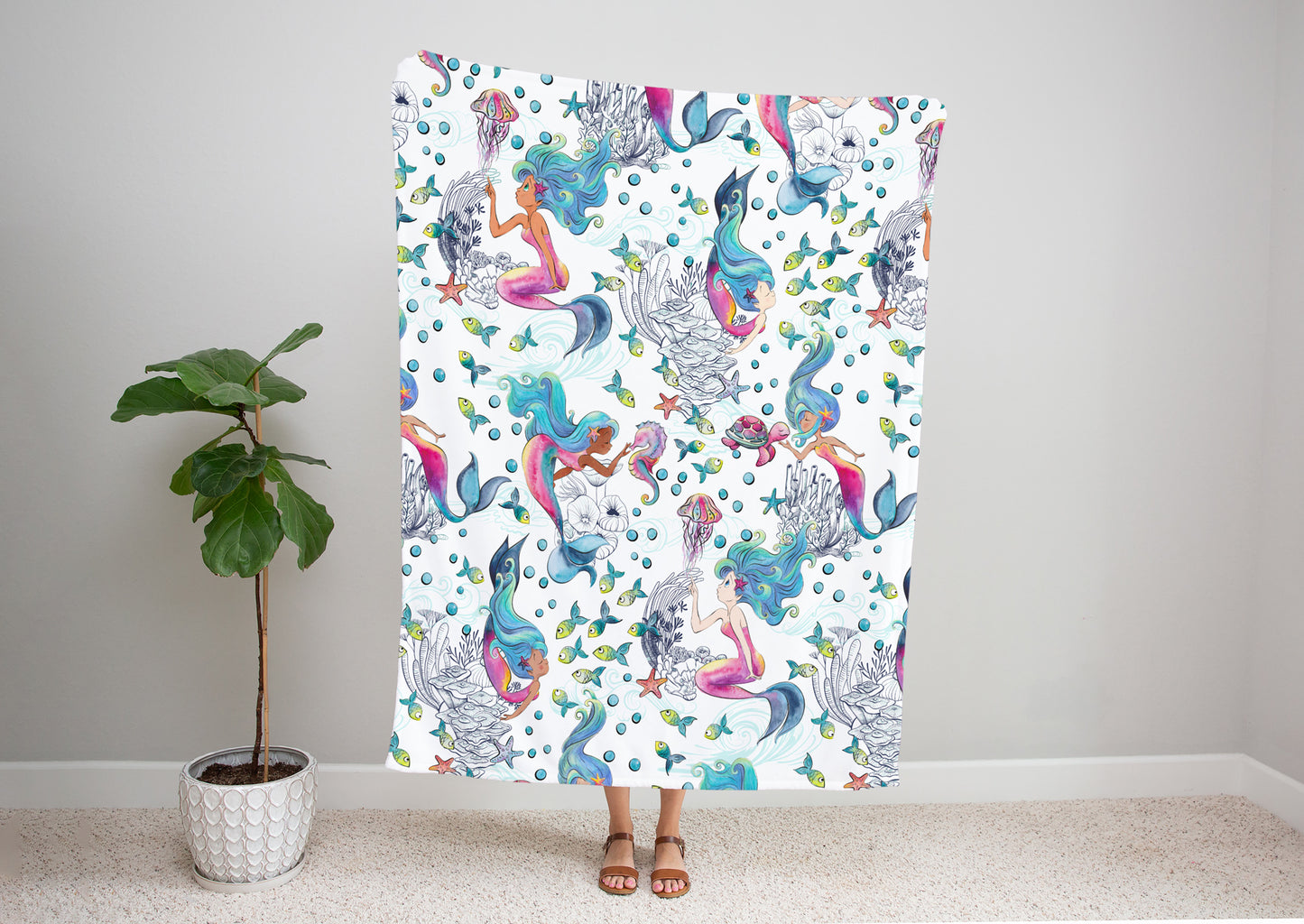 Mermaid Toile Single Blanket Kids