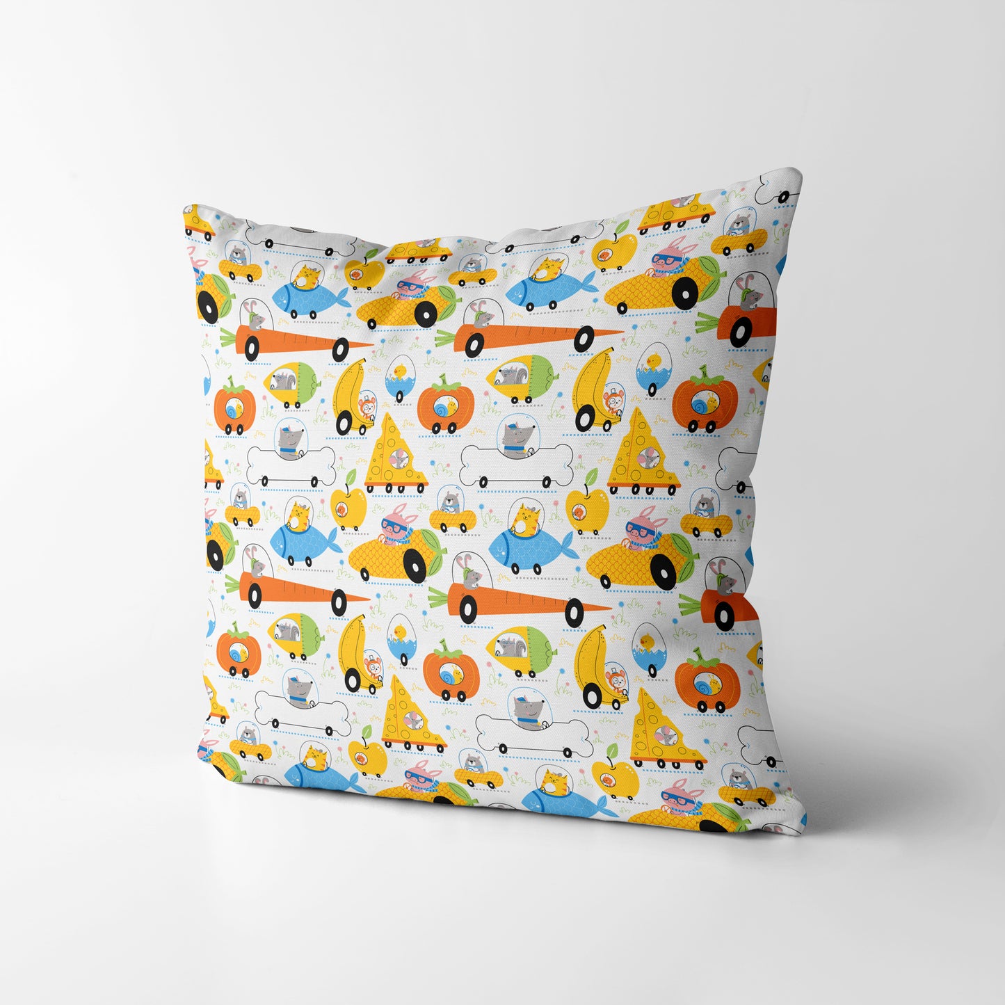 Animal Food Transport kids Square Cushion