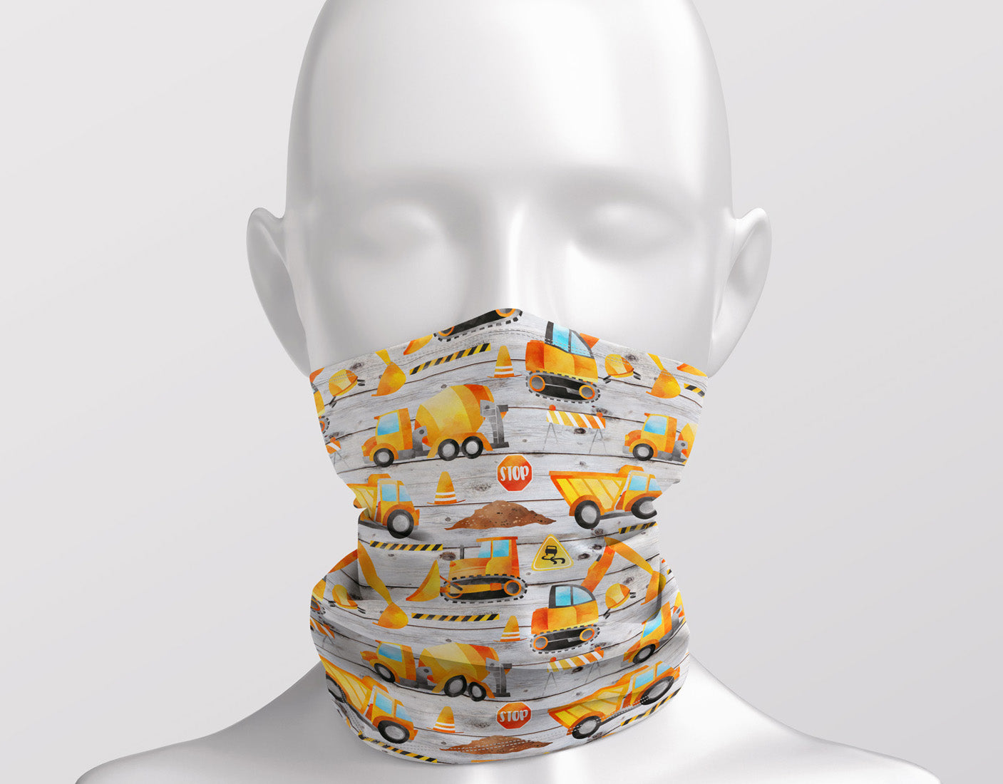 Construction Trucks on a Shiplap Child Snood