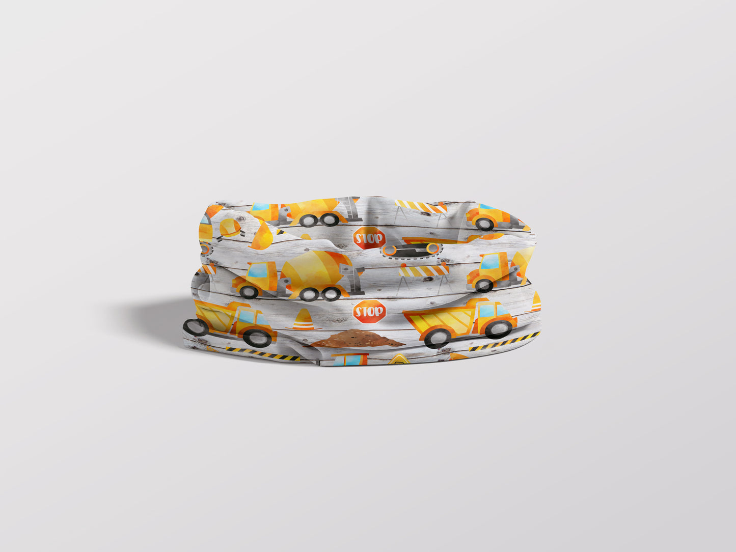Construction Trucks on a Shiplap Child Snood