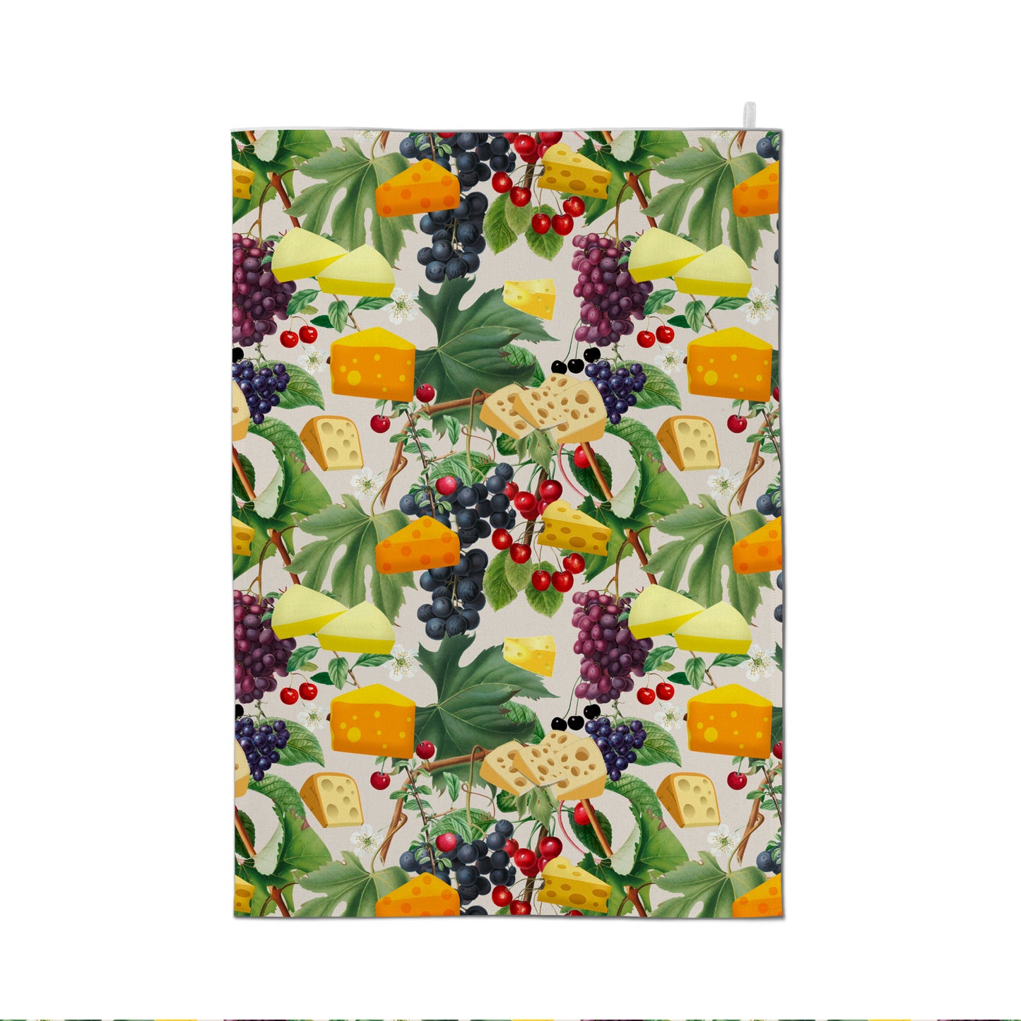 Cheese Fruits Vine Tea Towel