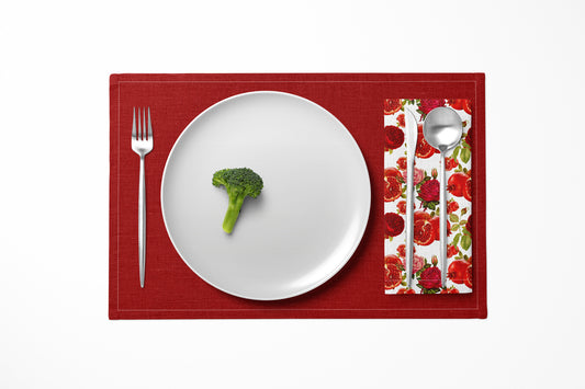 Fruits Flowers Pomegranate Roses Art Dinner Napkin