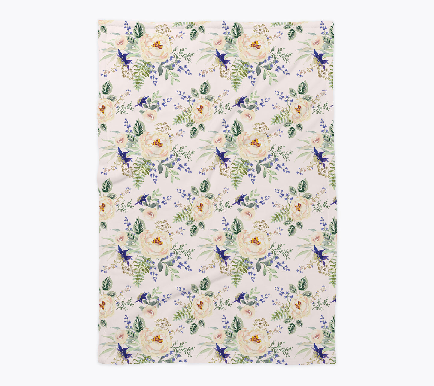 Cream Peony Flowers Baby Blanket