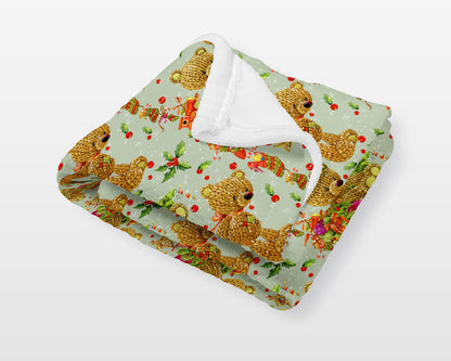 Teddy Bear Christmas Baby Blanket