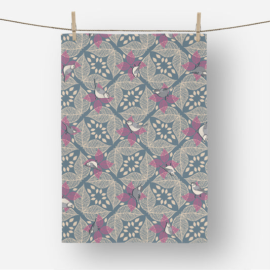 Spring Rain & Birds - Tea Towel