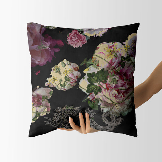 Peony Rose Dragon - Square Cushion