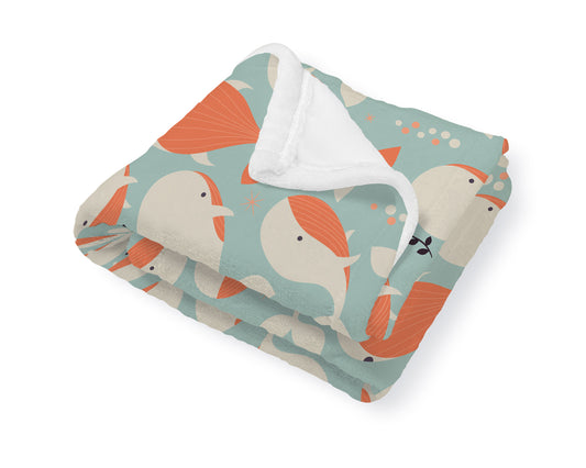 Underwater Ocean Animals Whales Baby Blanket