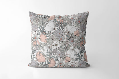 Hand Drawn Flowers 1 - Square Cushion