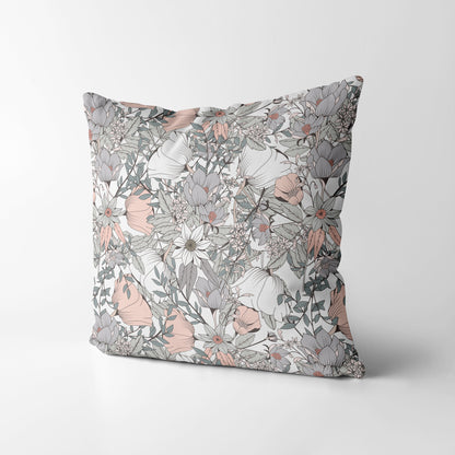 Hand Drawn Flowers 1 - Square Cushion