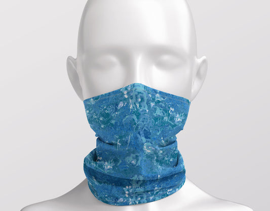 Pale Flowers Marbled Blue Adult Snood