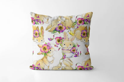 Cartoon Bunny Kids Square Cushion