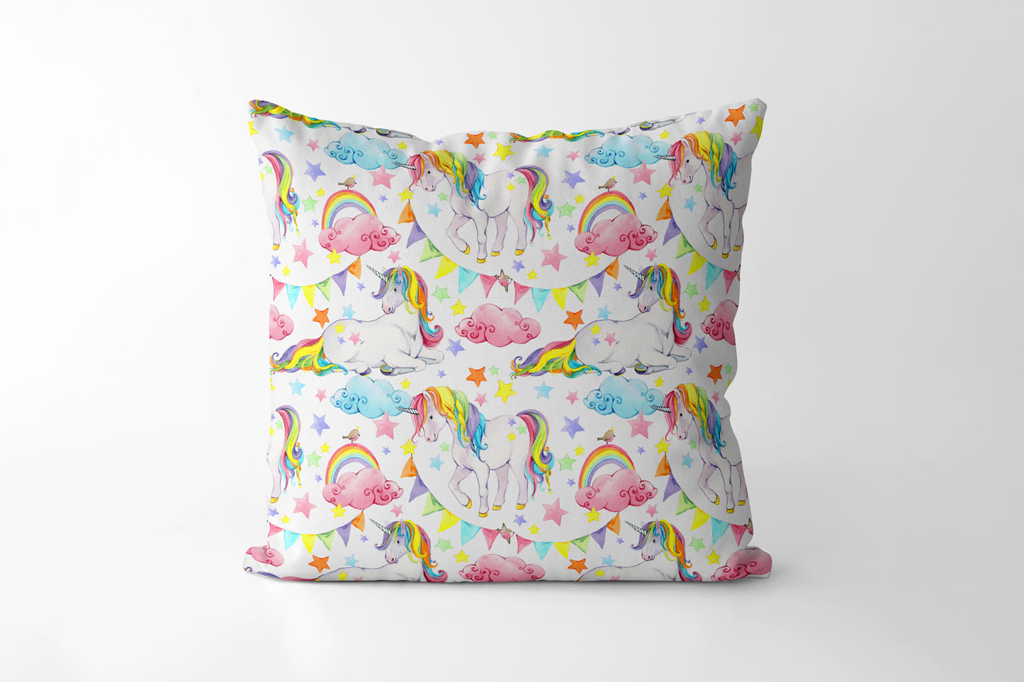 Unicorn White Kids Square Cushion