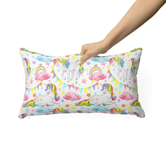 Unicorn White Kids Rectangle Cushion