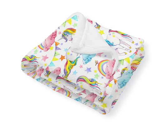 Unicorn White Baby Blanket