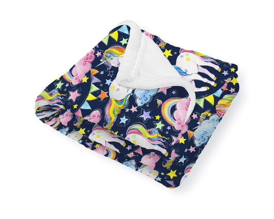 Unicorn Blue Baby Blanket