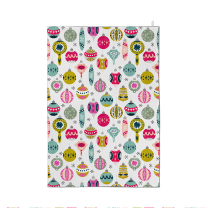 Vintage Christmas Ornaments Tea Towel