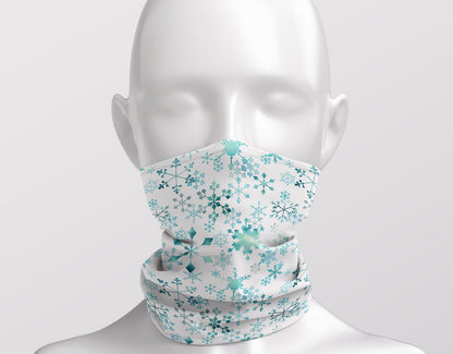 Snowflake Crystals on White Adult Snood