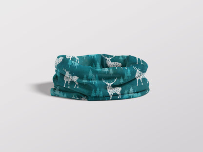Ice Forest Deer Turquoise Adult Snood