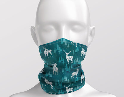 Ice Forest Deer Turquoise Adult Snood