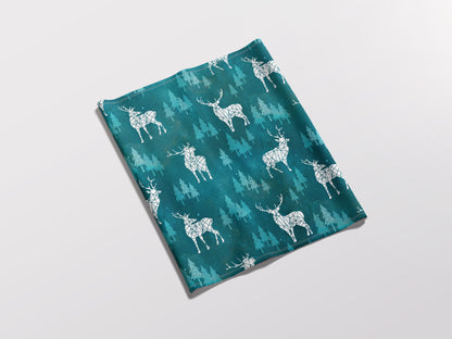 Ice Forest Deer Turquoise Adult Snood