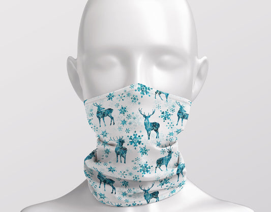 Ice Forest Deer with Snowflakes Adult Snood