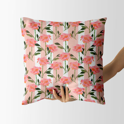 Watercolor Peachy Floral Pattern  - Square Cushion