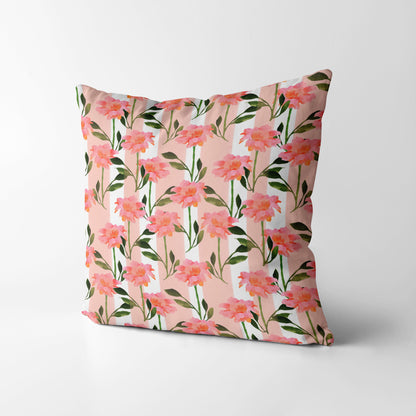 Watercolor Peachy Floral Pattern  - Square Cushion