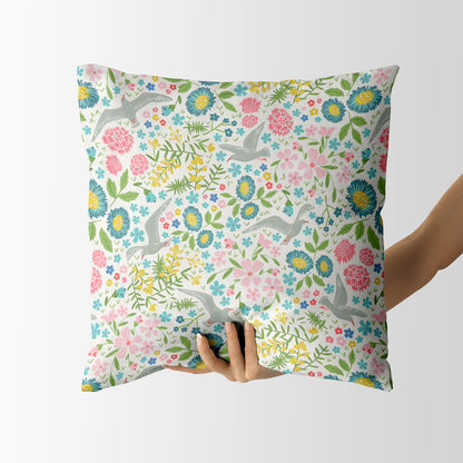 Contemporary Birds Seagull Floral - Square Cushion