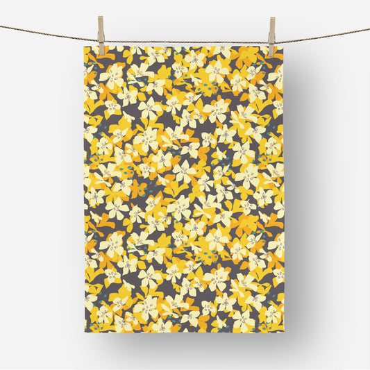 Grey Spring Blossom - Tea Towel