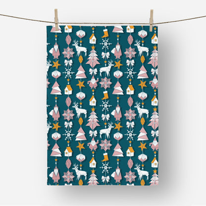 Origami Christmas Dream Catcher Tea Towel